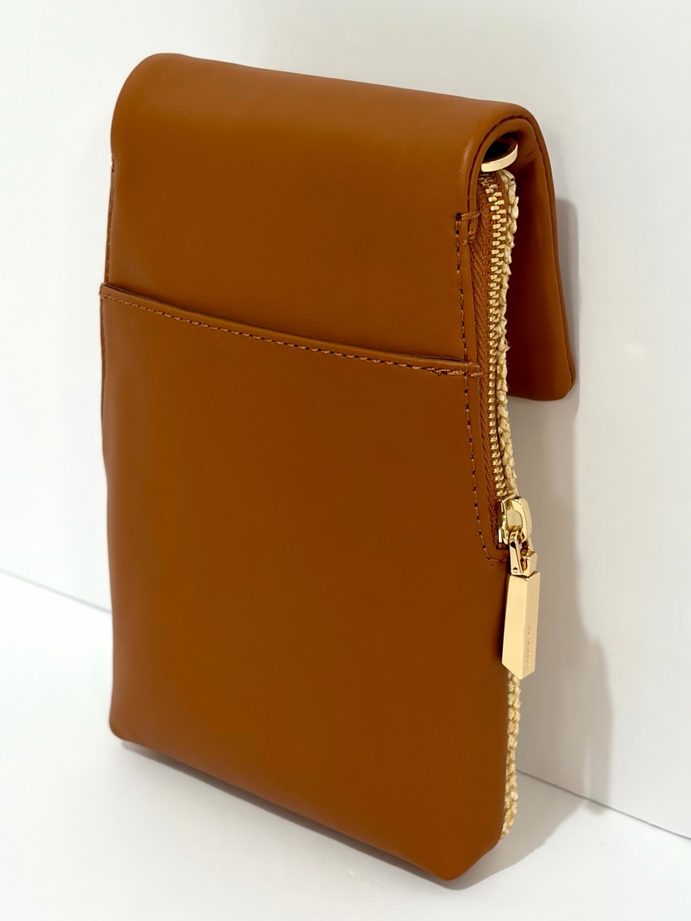 Hammitt VIP Mobile Crossbody Bag In Cocoa Raffia With Shiny Gold Hardware NWOT - Picture 11 of 15
